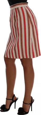 Dolce & Gabbana Multicolor Portofino Stripes Cotton Midi Womens Skirt