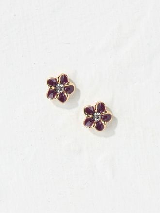 Fat Face FatFace Purple Enamel Flower Stud Earrings