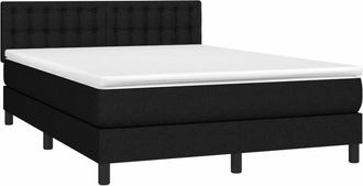 vidaXL Vidaxl - Cama Box Spring Colch&oacute;n Y Luces Led Tela Negro 140x190 Cm