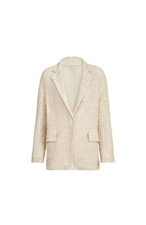 Brunello Cucinelli Blazer with dazzling net embroidery in Cream at Nordstrom, Size 42 It