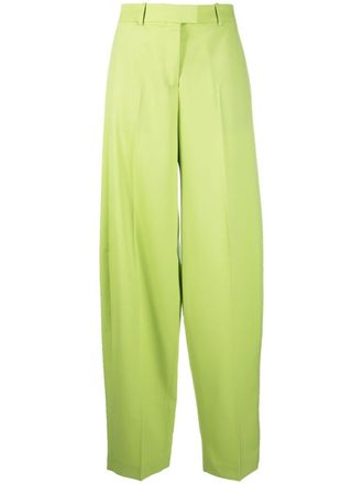 The Attico wide-leg tailored trousers - women - Cotton/Cupro/Spandex/Elastane/Virgin Wool - 42 - Green