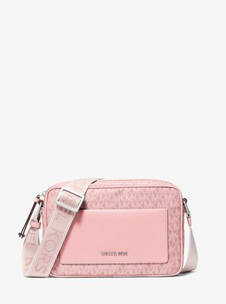 Michael Kors Jet Set Large Signature Logo Print Woven Crossbody Bag