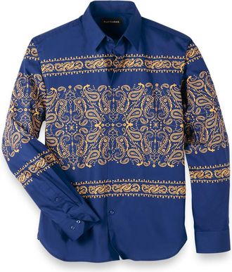 Paul Fredrick Slim Fit Cotton Paisley Point Collar Casual Shirt