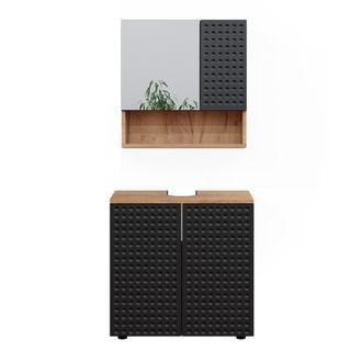 Vicco Conjunto De Muebles De Ba&ntilde;o Irma, Lunares Antracita, 2 Partes, Unidad Base 60 Cm