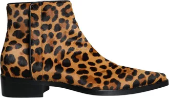 Dolce & Gabbana Brown Leopard Calf Fur Ankle Boots Womens Shoes