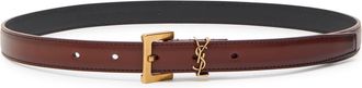 Saint Laurent Logo Leather Belt - Dark Brown - 90 (UK 14 / XL)