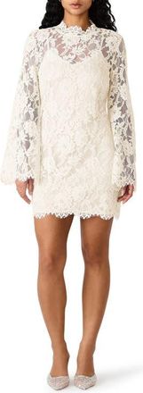 Steve Madden Selinna Lace Long Sleeve Minidress in Cloud Dancer at Nordstrom, Size 10