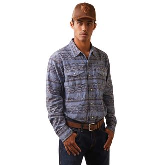 Ariat Mens Haddington Retro Fit Shirt Long Sleeve in Dusty Green Chambray, Size Small, by Ariat