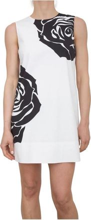 Blugirl Gedrukte Fantasie Jurk - Dames - Korte kleedjes - Wit - XS - Katoen - Kleedjes
