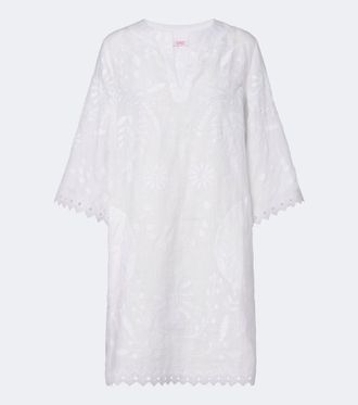 Eres Aigue-Marine embroidered linen minidress