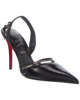 Christian Louboutin Slingyzip 100 Leather Slingback Pump