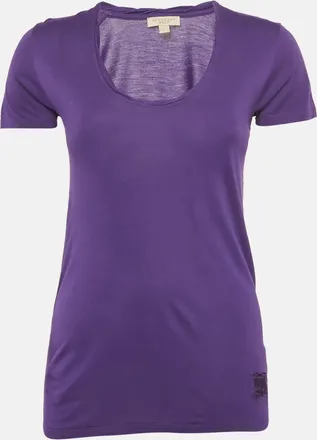 Burberry Purple Jersey Scoop Neck T-Shirt S