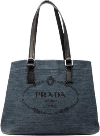 Prada Pre-owned Denim Tote Bag - Dames - Vintage Shopper - Blauw - ONE Size - Denim - Vintage