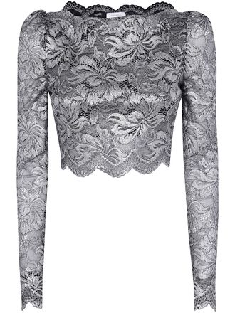 Paco Rabanne Cropped Long Sleeves Lace Top