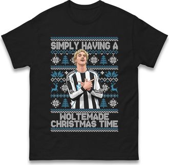 Generic Nick Woltemade Christmas T Shirt, Funny Football Fan Xmas Tee, Festive Holiday Sports Shirt, for Supporters Black