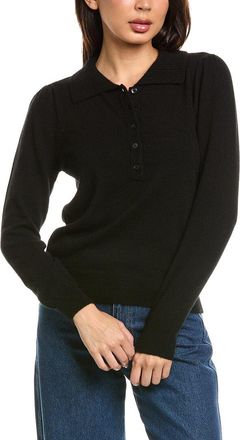 The Cashmere Project The Cashmere Project Puff Sleeve Lady Cashmere Polo Sweater