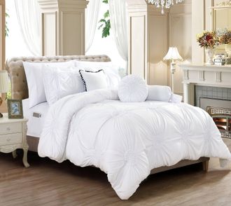 Elegant Comfort 10-pc Sunflower Comforter Set - Includes 6-pc Sheet Set With Sided Storage Pockets