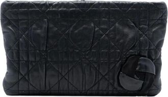 Dior 2010 Calfskin Cannage Rose clutch bag - Black
