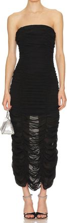 OW Collection Sandy Chiffon Maxi Dress In Black Caviar