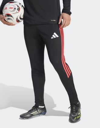 adidas Tiro26 League - Pantaloni da allenamento regular neri/rosso semi lucido-Nero