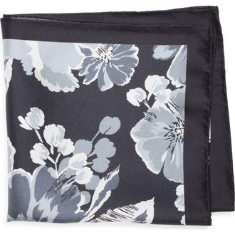 Robert Graham Floral Silk Pocket Square in Black/Silver at Nordstrom Rack