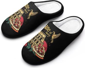 Generic Bite of History Italy Funny Mens Slippers Cotton Warm House Shoes Memory Foam Sandals Print Size 7-14