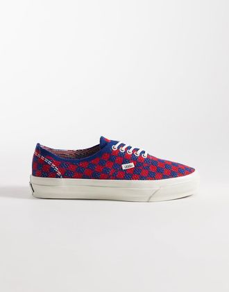 Vans Authentic - Sneakers rosse e blu a scacchi-Rosso