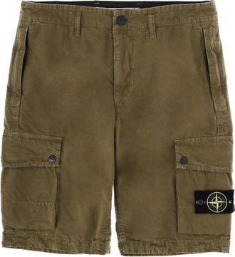 Stone Island Cargo Shorts With Logo Patch