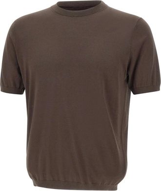KANGRA Trui met korte mouwen en ronde hals - Heren - Ronde hals truien - Bruin - 2XL - Katoen - Truien & Vesten