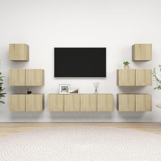 Berkfield Home 8 Piece TV Cabinet Set Sonoma Oak Engineered Wood in Brown