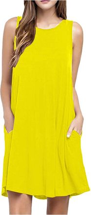 Generic Summer Dresses for Women Elegant V Neck Loose Sleeveless Beach Sundress Ladies Bohemian High Waist Tunic Dress A Line Casual Party Holiday Daily Dress