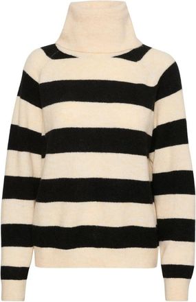 Saint Tropez Gestreepte Rollneck Pullover Ice Black - Dames - Coltruien - Veelkleurig - L - Wol - Truien & Vesten