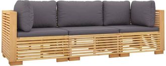 vidaXL Juego Muebles De Jard&iacute;n 3 Piezas Y Cojines Madera Maciza Teca Vidaxl