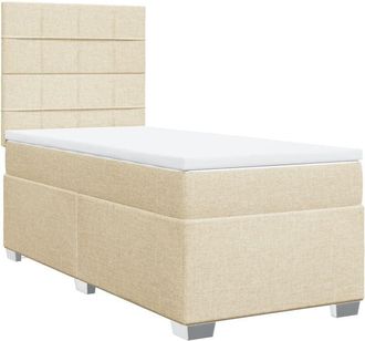 vidaXL Vidaxl - Cama Box Spring Con Colch&oacute;n Tela Color Crema 80x200 Cm