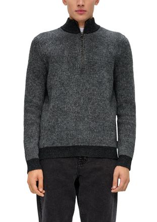 QS by s.Oliver Troyer QS, Herren, Gr. M, grau (grau, schwarz), Strick, Obermaterial: 52% Polyacryl, 27% Polyamid, 12% Polyester, 6% Elasthan, 3% sonstige Fasern, mel