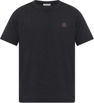 Moncler Logo-patch T-shirt - Heren - T-shirts - Blauw - M - Katoen - Tops