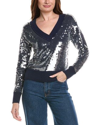Milly Milly Ilaria Sequin V-Neck Sweater