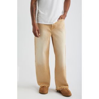 Elwood Released Hem Baggy Denim Pants in Khaki at Nordstrom, Size 32