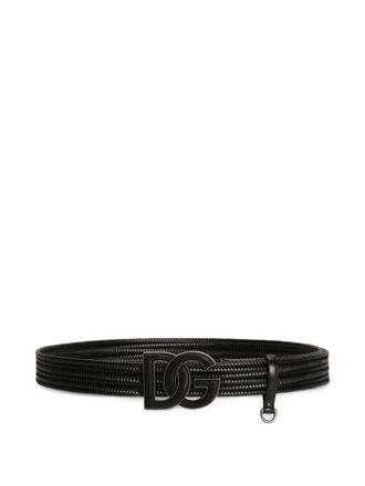 Dolce & Gabbana DG-plaque woven belt - Zwart