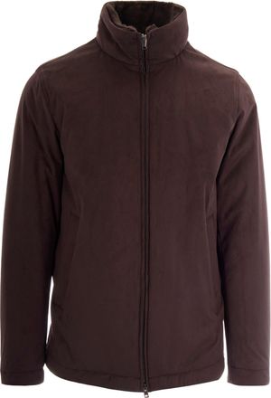 Herno Dark Brown Suede High Neck Jacket