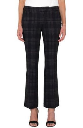 Liverpool L.A. Kelsey Flare Ponte Trousers in Black Latte Glen Plaid at Nordstrom Rack, Size 8