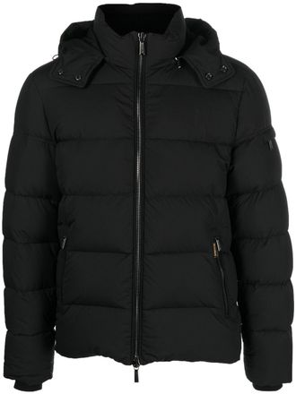 Moorer padded zip-up hooded down jacket - Black