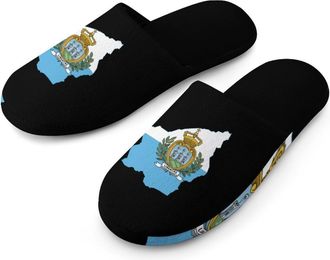 Generic SAN Marino Map Flag Mens Cozy House Slippers Winter Warm Shoes with Anti-Slip Sole for Travel Indoor Outdoor