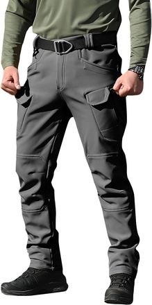 Generic MenS Waterproof Hiking Trousers - Fleece Lined Waterproof Trousers Men - Winter Outdoor Pants Thermal Fleece Lined Trousers Padded And Thickened Cargo