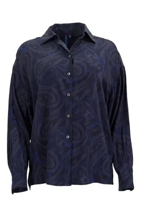 Lords of Harlech Sophie Silk Oversized Blouse in Badalona Smoke at Nordstrom, Size Xx-Large