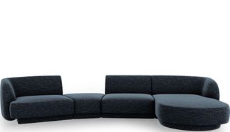 BLOOMINGLOFT 5-Sitzer Design Ecksofa Miley mit abgerundeter Form und Eckteil rechts - Chenille