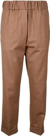 Nine In The Morning Ochtend Pantalone in Polyester Wolmix - Dames - Slim Fit Broeken - Bruin - W25 - Wol - Broeken