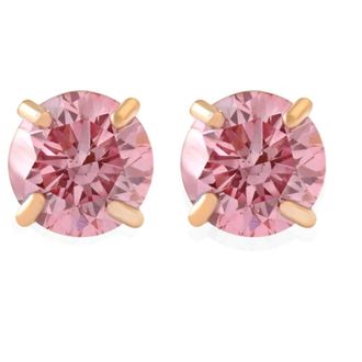 Pompeii3 3/8Ct Pink Lab Grown Diamond Screw Back Studs Earrings 14K Yellow Gold