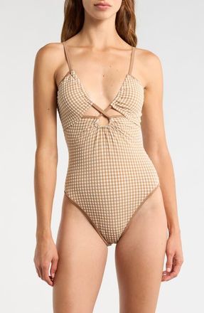 Sanctuary Keyhole One-Piece Swimsuit in Toasted Coconut at Nordstrom, Size X-Small
