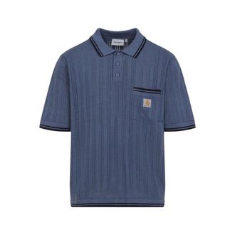 Carhartt Work in Progress Carhartt Wip, Polo Shirts, male, Blue, Size: XL Striped Trim Polo Shirt